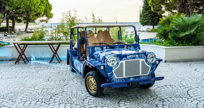  - Vendue pour une oeuvre caritative, cette Mini Moke électrique arbore une livrée inspirée par les océans