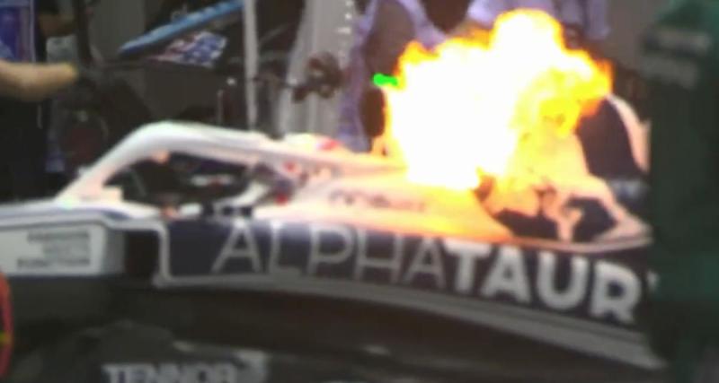  - F1 / L'AlphaTauri de Gasly en flammes - VIDEO