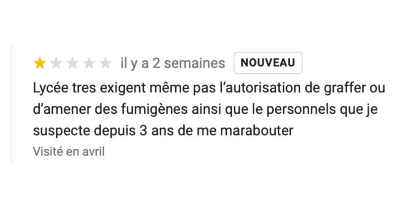  - « J’aime pas wola » : quand les lycéens notent leur établissement sur Google, on a le droit a de sacrées pépites