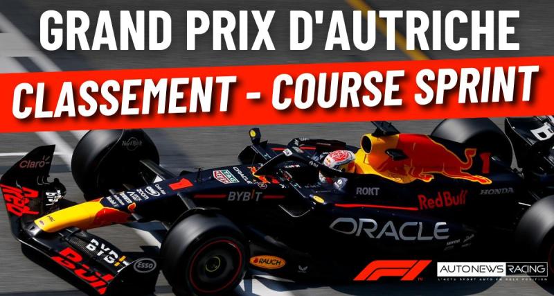  - GP d'Autriche de F1 - Verstappen gagne après des tensions avec Perez, le classement de la course sprint