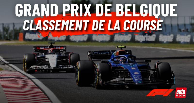  - F1 - GP de Belgique : le classement de la course 