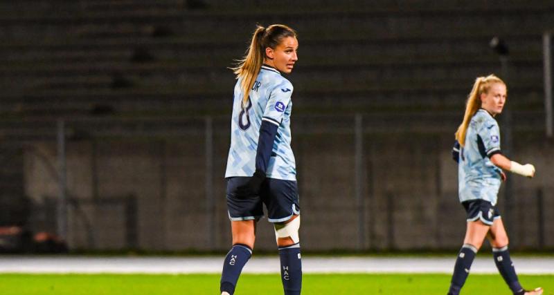  - Le Havre (F) : le coup-franc indirect dans la surface de Salomé Elisor à Montpellier