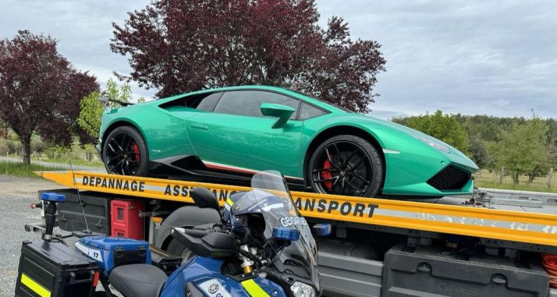  - Sa Lamborghini finit sur une dépanneuse, après un gros excès de vitesse