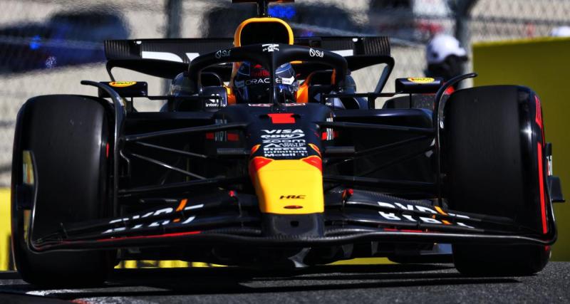  - Max Verstappen tape un cône provocant un drapeau jaune au GP de Miami