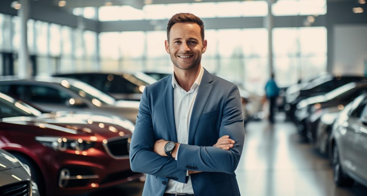 Un mandataire automobile dans son hall de présentation des véhicules.