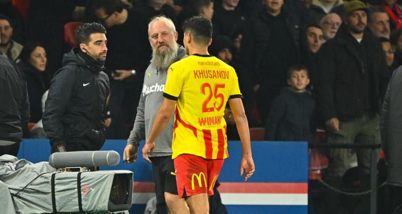  - PSG - Lens : le tacle affreux de Khusanov sur Hakimi, sanctionné d'un rouge
