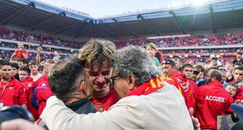  - Le Mans : Thierry Gomez exulte après la montée en Ligue 2