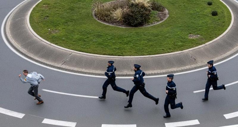  - Il fonce dans un rond-point et tente d’échapper aux gendarmes à pied