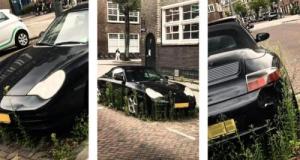 Une Porsche 911 abandonnée avalée par la végétation à Amsterdam