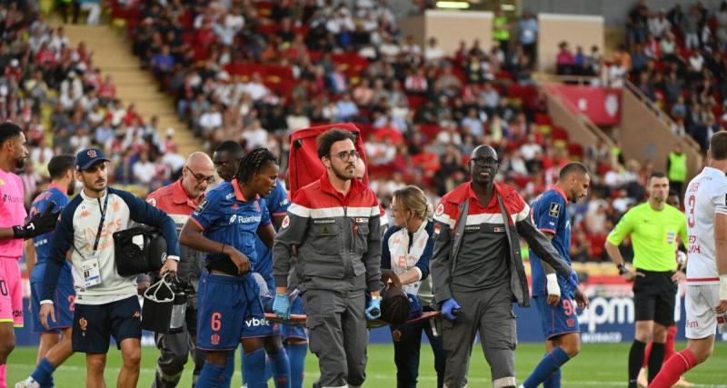  - Nice : blessé à la jambe, Moïse Bombito sort sur civière contre Monaco
