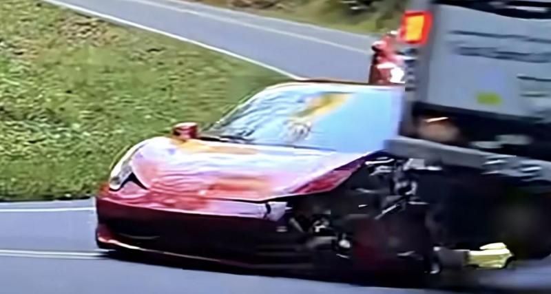  - Le conducteur d'une Ferrari 458 négocie mal un virage, sanctions immédiates
