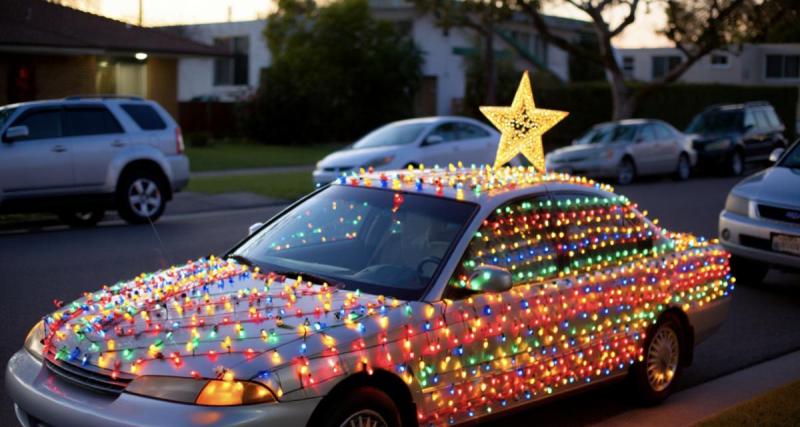 Noël avant l’heure : il transforme sa voiture en sapin de Noël avec plus de 2000 leds accrochés !