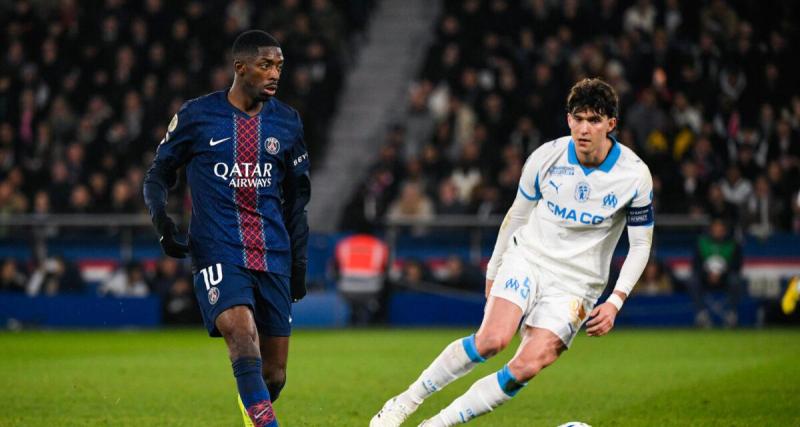  - PSG-OM : Ousmane Dembélé chambre Leonardo Balerdi pendant le Classique