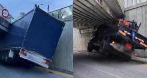 Un camion encore bloqué sous ce pont ! L’erreur fatale que beaucoup continuent de faire malgré les panneaux avertissements en amont