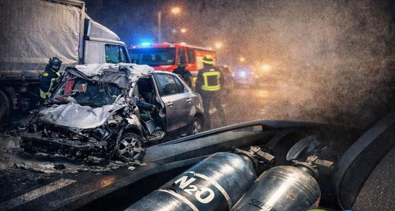  - Sous protoxyde d'azote, il perd le contrôle et encastre violemment sa voiture dans un poids lourd