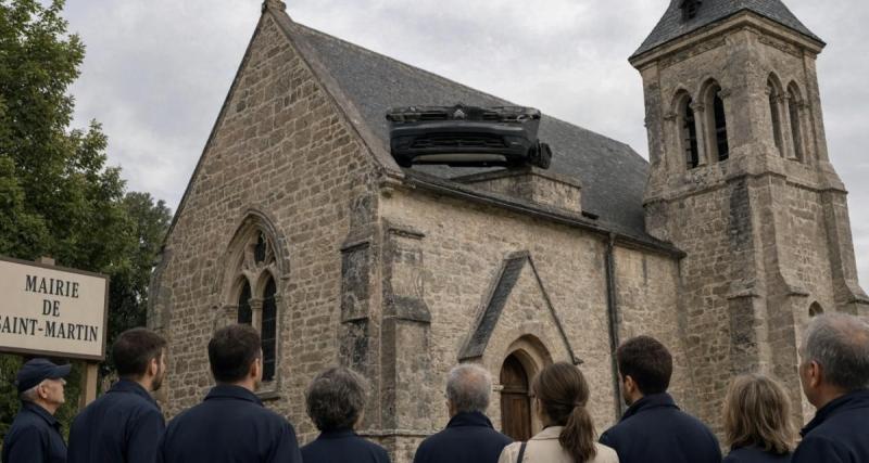 Un pare-chocs de Citroën retrouvé sur le toit d'une église, un mystère intrigue les habitants