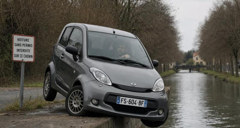 Une voiture sans permis finit en équilibre au bord d’un canal