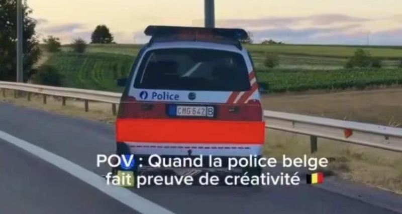  - Une voiture de police en carton réussit à faire ralentir les automobilistes