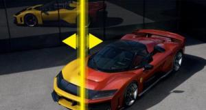 Future Ferrari F80 Aperta (2027) : faites glisser votre curseur de gauche à droite pour découvrir la transformation du coupé en cabriolet