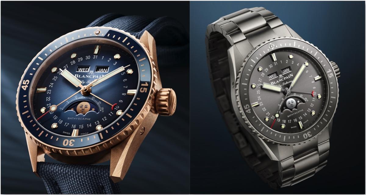 De l’or rouge et du titane pour la Fifty Fathoms Bathyscaphe Quantième Complet de Blancpain