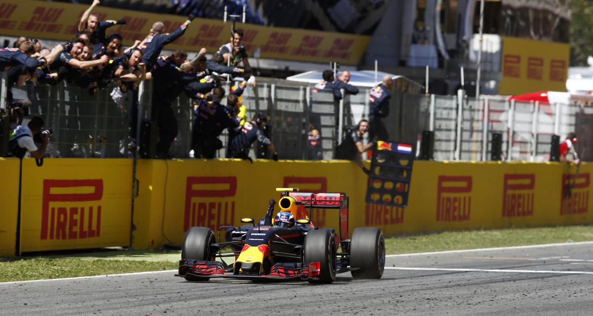Max Verstappen lors de sa première victoire en F1. Espagne, 2016