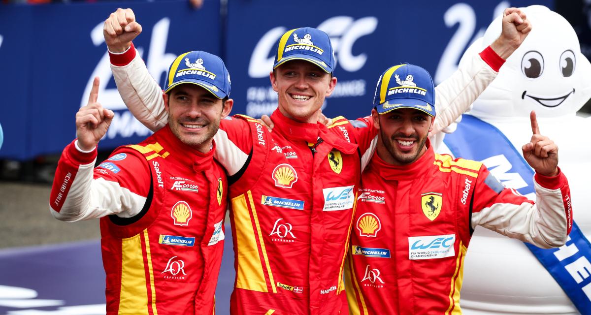 Miguel Molina, Nicklas Nielsen et Antonio Fuoco, victorieux des 24 Heures du Mans 2024 avec Ferrari