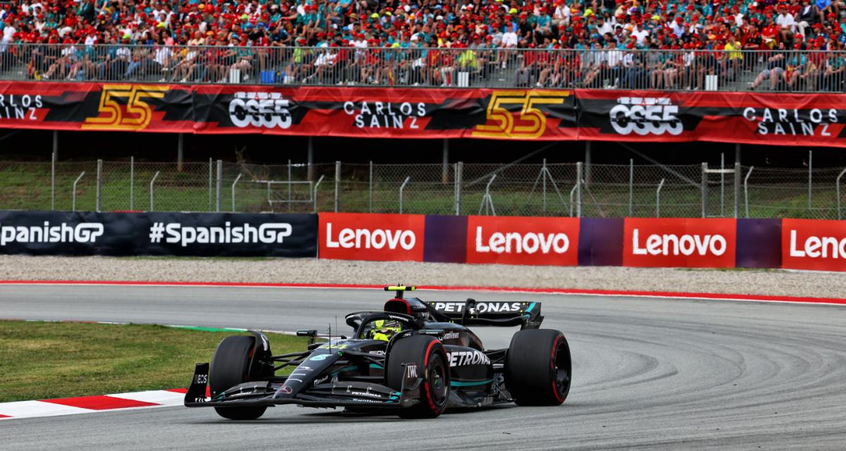 La Mercedes de Lewis Hamilton lors du dernier GP d'Espagne